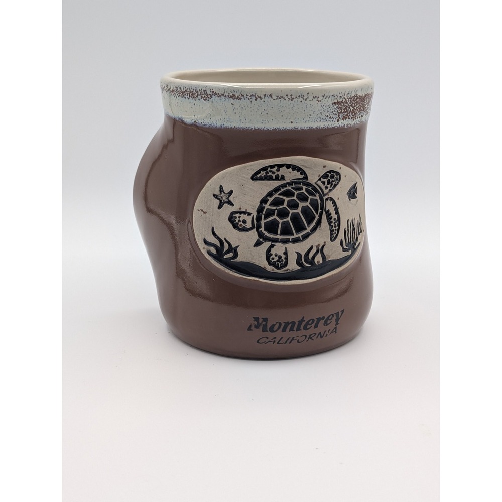 Monterey, California Snug Hands Mug‎ Turtle Seashell Pottery 3D Coffee Mug 5"